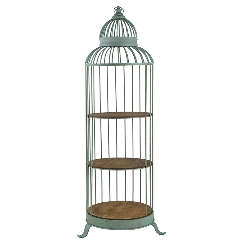 Ραφιέρα Κλουβί με 3 Ξύλινα MDF Ράφια και Μεταλλικό Σκελετό (66x61x169)