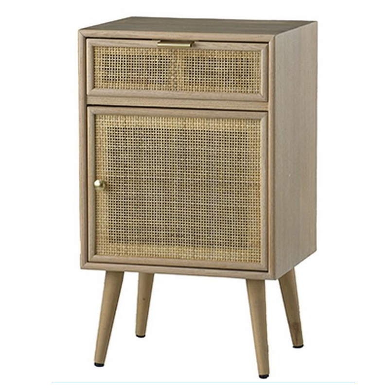 Artekko Κομοδίνο ξύλινο  με 1 συρτάρι και 1 ντουλάπι φυσικού χρώματος 42 X 34.5 X 71cm