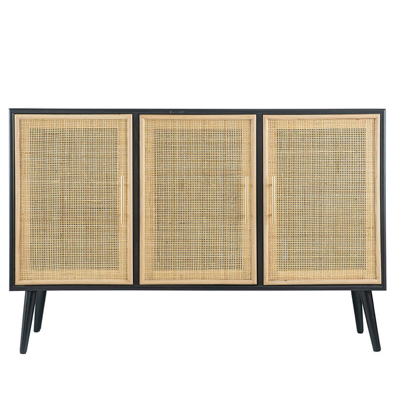 Μπουφές ξύλινος μαύρος με 3 πόρτες φυσικού χρώματος 120 X 38.5 X 78cm