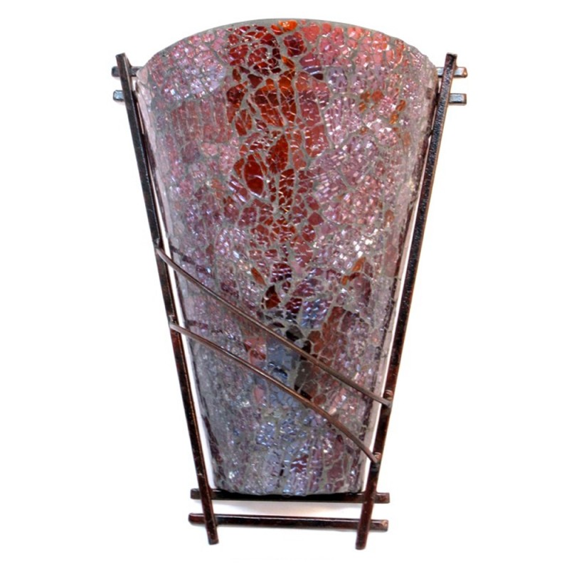 Artekko Crackle Color Γυάλινο Κρακελέ Μπορντό Φωτιστικό Τοίχου Απλίκα E14 σε Μεταλλική Βάση (22x12x30)