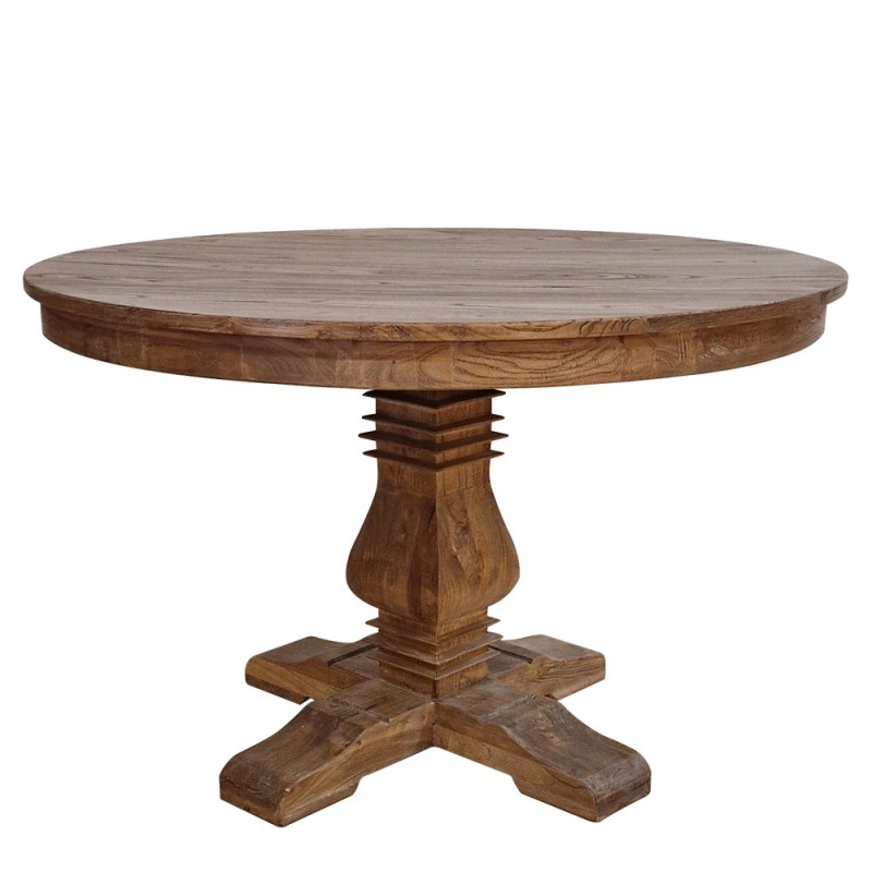 Artekko Deus Μασίφ Ξύλινο Τραπέζι Ροτόντα σε Φυσική Απόχρωση (Φ120x78)cm