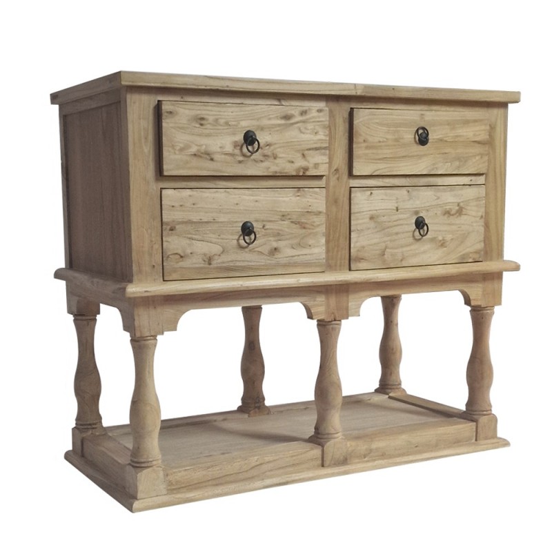 Artekko Deus Μασίφ Ξύλινη Κονσόλα σε Ανοιχτή Φυσική Απόχρωση (110x45x90)cm