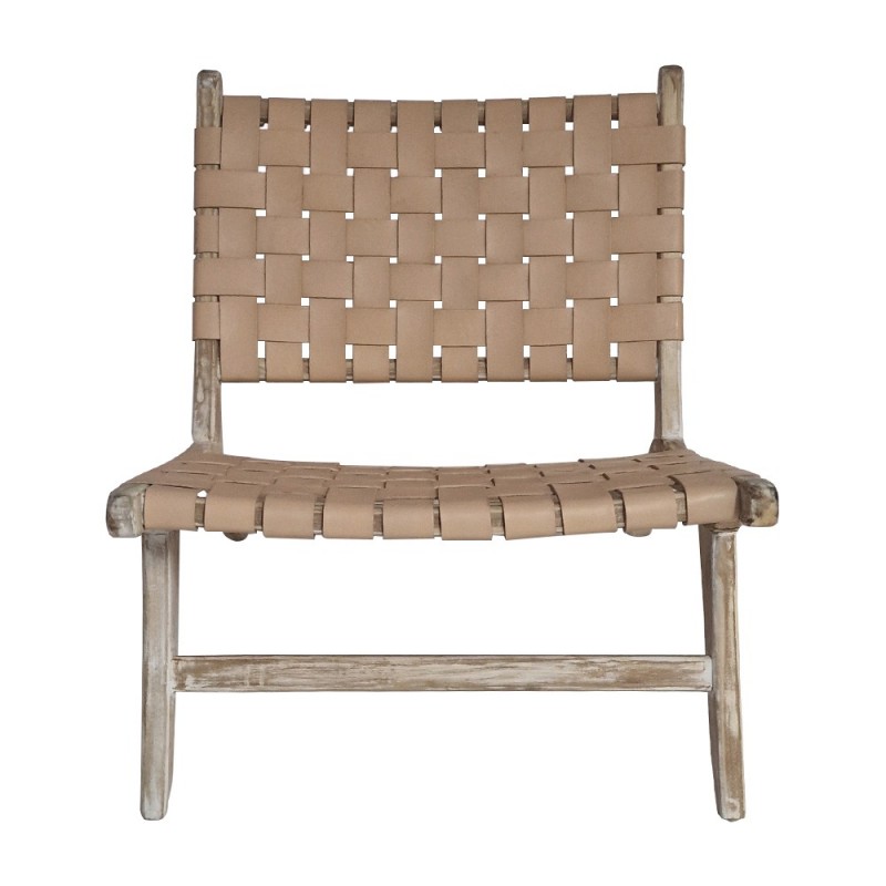 Artekko Lazzy Ξύλινη Καρέκλα σε Φυσική Απόχρωση με Μπεζ Τεχνόδερμα (66x80x73)cm