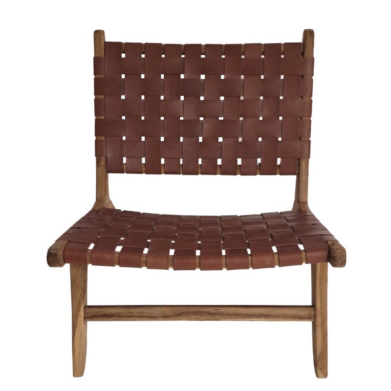 Artekko Lazzy Ξύλινη Καρέκλα σε Φυσική Απόχρωση με Καφέ Τεχνόδερμα (66x80x73)cm