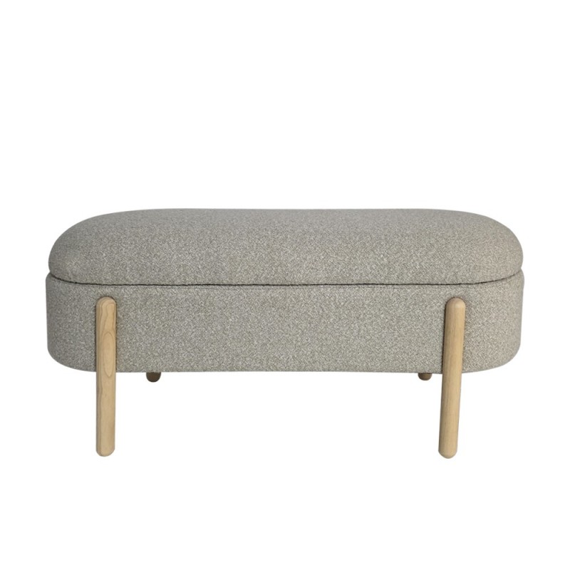 Artekko Cloud Μπεζ Υφασμάτινο Μπουκλέ Σκαμπό Ταμπουρέ με Αποθηκευτικό Χώρο (108x41x48)cm