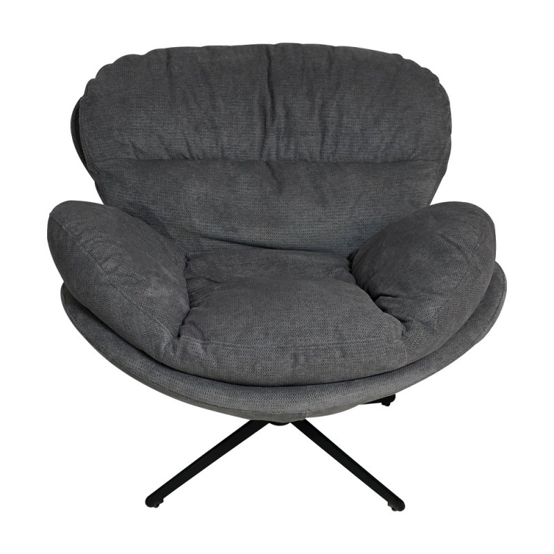 Artekko Cloud Γκρι Υφασμάτινη Περιστρεφόμενη Πολυθρόνα με Μαύρα Μεταλλικά Πόδια (97x101x80)cm