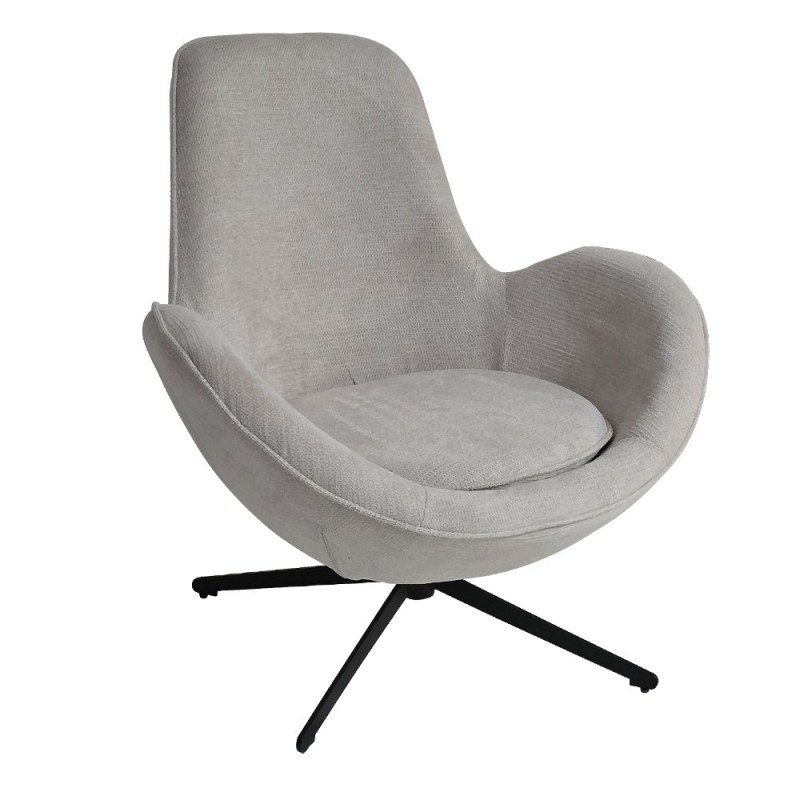 Artekko Cloud Μπεζ Υφασμάτινη Περιστρεφόμενη Πολυθρόνα με Μαύρα Μεταλλικά Πόδια (87x77x73)cm