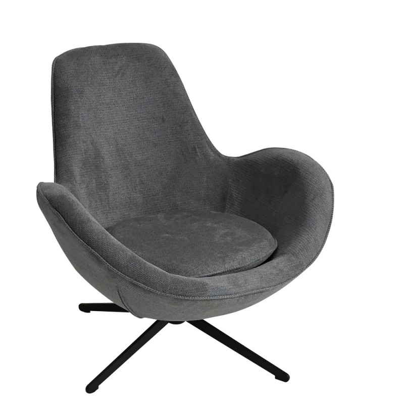 Artekko Cloud Γκρι Υφασμάτινη Περιστρεφόμενη Πολυθρόνα με Μαύρα Μεταλλικά Πόδια (87x77x73)cm