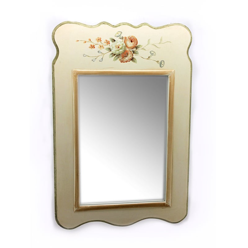 Καθρέπτης ζωγραφιστός σε πατίνα μπεζ/πράσινο-Καθρέφτης