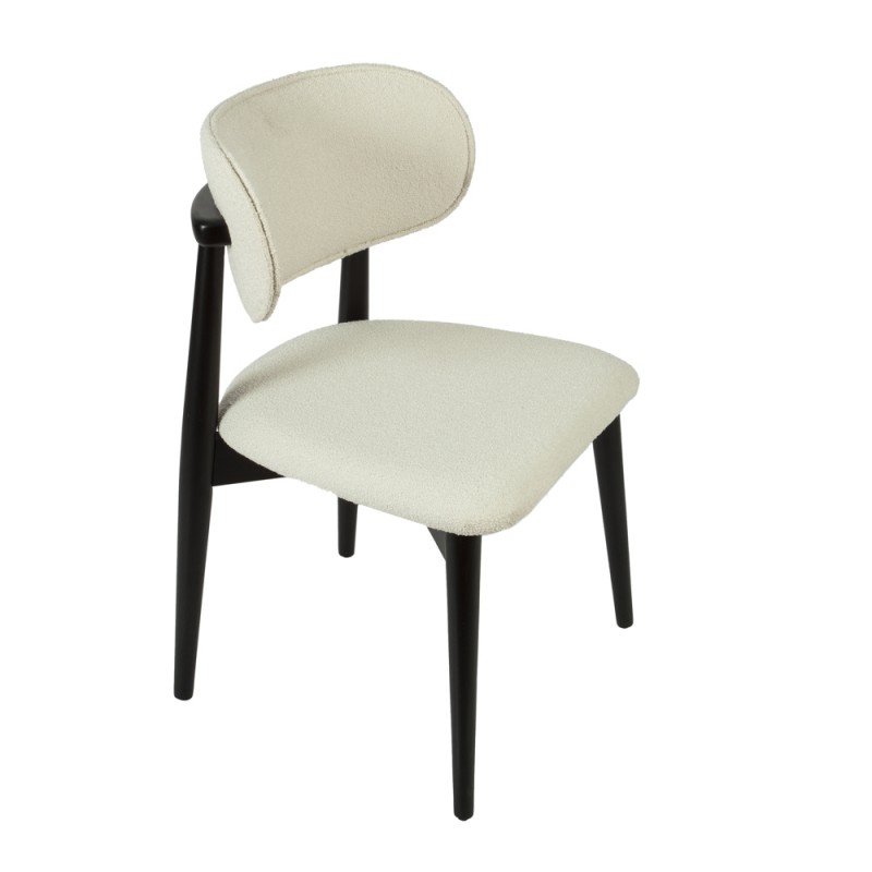 Artekko Bomonti Εκρού Καρέκλα με Μπουκλέ Ύφασμα και Μαύρο Σκελετό (50x50x85)cm