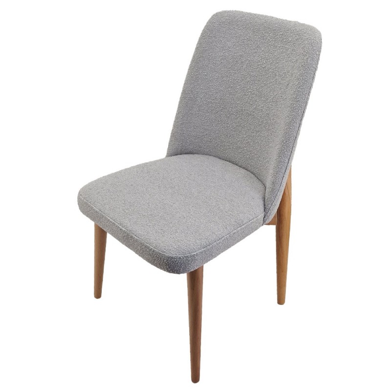 Artekko Oscar Ξύλινη Καρέκλα με Γκρι Μπουκλέ Ύφασμα (48x50x91)cm
