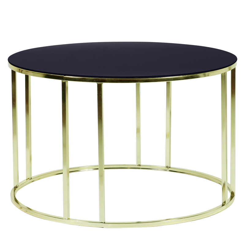 Τραπέζι σαλονιού μεταλλικό Φ75x45 χρυσό με μπρονζέ καπάκι