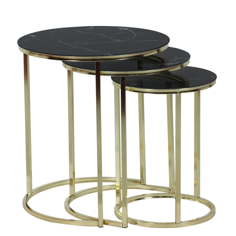 Ζιγκόν μεταλλικά ΣΕΤ/3 χρυσά με μαύρο μάρμαρο καπάκια Φ34x50 * Φ42x54 * Φ50x58