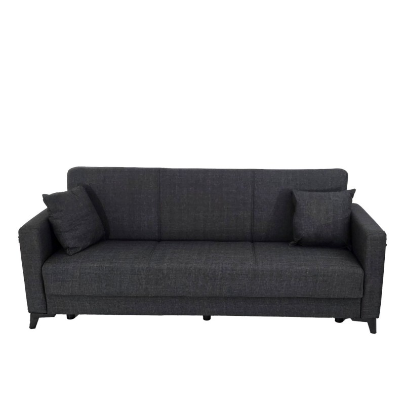 Artekko Pixie Γκρι Τριθέσιος Καναπές Κρεβάτι με Αποθηκευτικό Χώρο (205x80x85)cm Κρεβάτι (180x100x45)cm