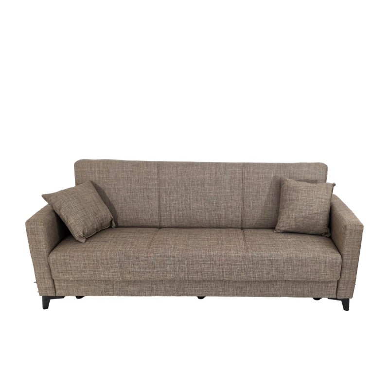 Artekko Pixie Καφέ Τριθέσιος Καναπές Κρεβάτι με Αποθηκευτικό Χώρο (205x80x85)cm Κρεβάτι (180x100x45)cm