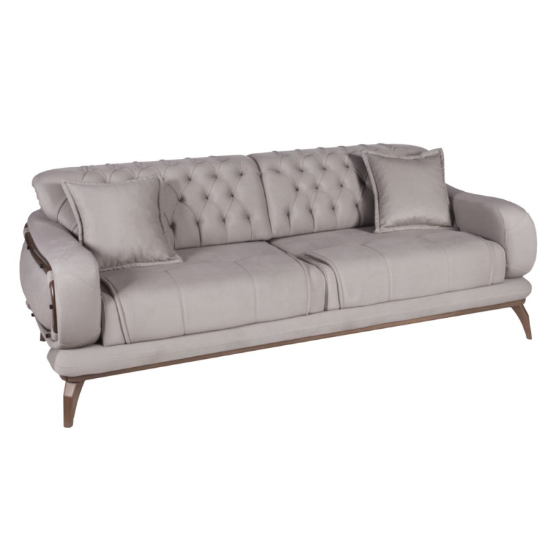 Artekko Antalya Καφέ Τριθέσιος Καναπές Αλκαντάρα (220x100x80)cm Κρεβάτι (180x90x48)cm