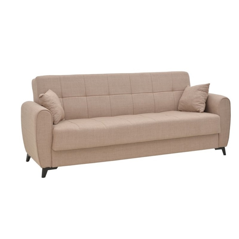 Artekko Lucyo Καφέ Υφασμάτινος Τριθέσιος Καναπές με Μηχανισμό για Κρεβάτι και Αποθηκευτικό Χώρο (210x75x83)cm Κρεβάτι (180x103x45)cm