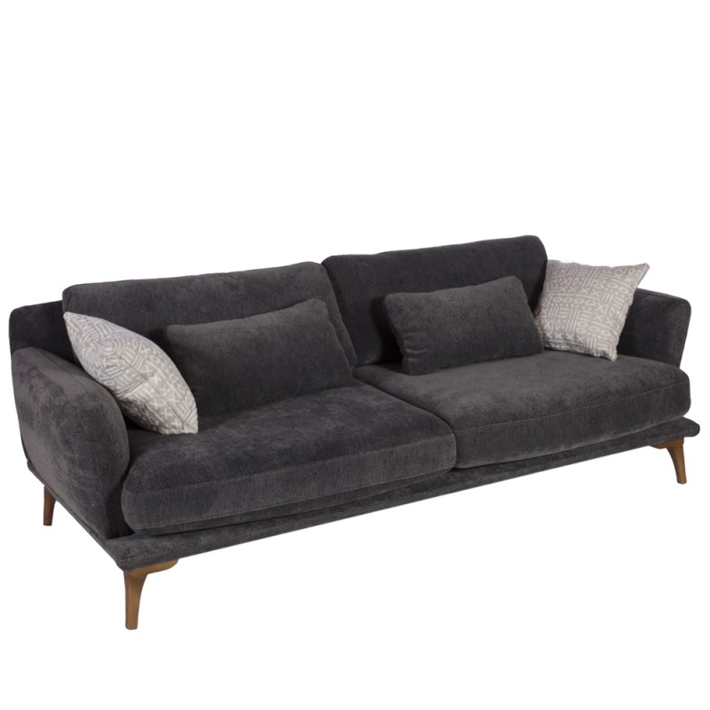 Artekko Ropera Γκρι Τριθέσιος Καναπές με Μπουκλέ Ύφασμα (210x90x70)cm