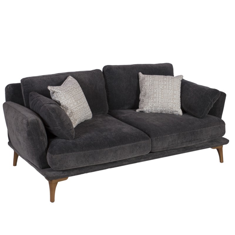 Artekko Ropera Γκρι Διθέσιος Καναπές με Μπουκλέ Ύφασμα (190x90x70)cm