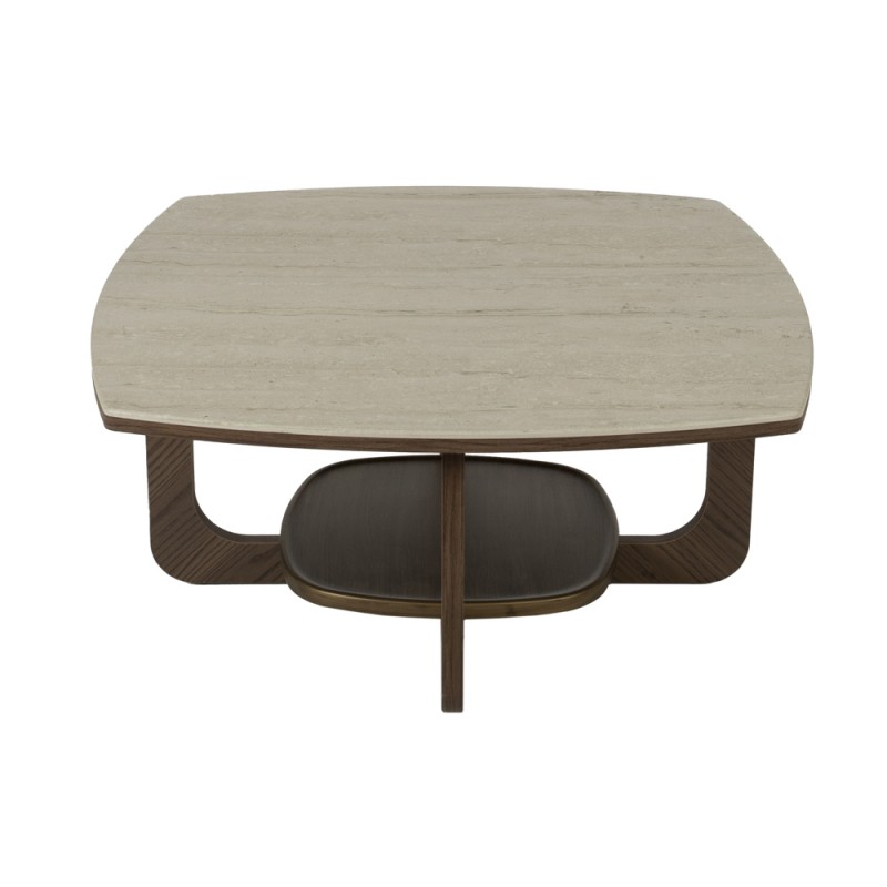 Artekko Stone Καφέ Τραπέζι Σαλονιού MDF με Όψη Πέτρας στην Επιφάνεια (90x90x42)cm