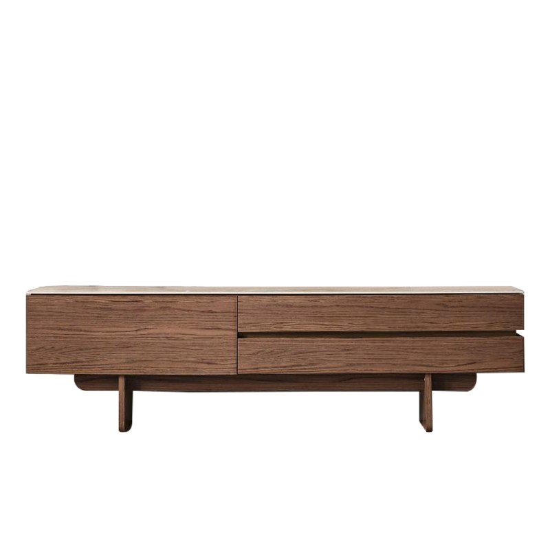 Artekko Stone Καφέ Έπιπλο Τηλεόρασης MDF με Όψη Πέτρας στην Επιφάνεια (210x48x60)cm