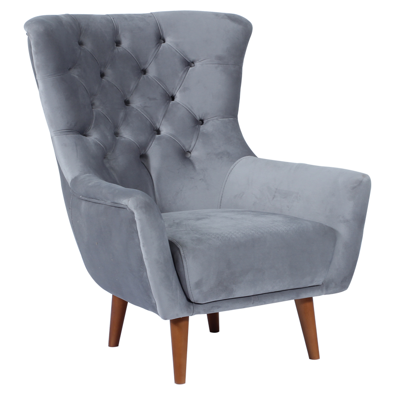 Μπερζέρα 78x75x105 ZUMRUT ύφασμα KOZA 04 και ξύλινα πόδια