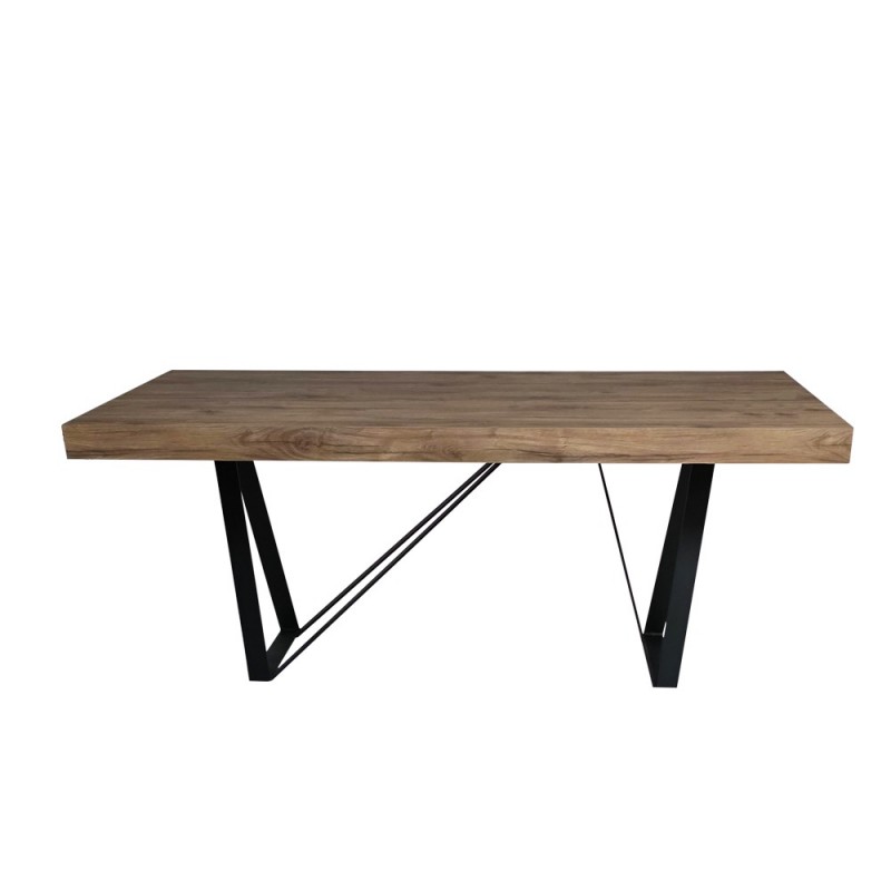 Artekko Julian Καφέ Τραπεζι MDF με Μαύρα Μεταλλικά Πόδια (180x90x73)cm