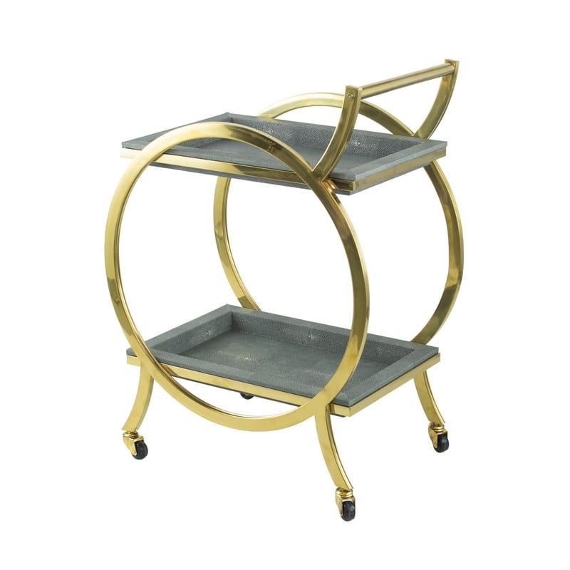 Τρόλευ-Μπαρ δίπατο χρυσό-γκρι 64 * 41 * 86cm