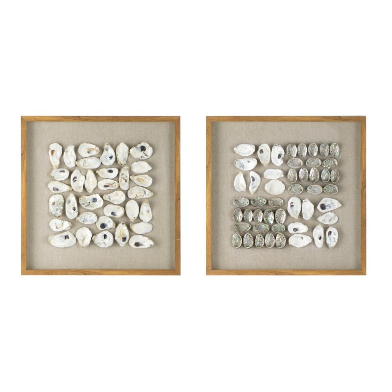 Artekko Mosaic Διακοσμητικός Πίνακας Ξύλο/Γυαλί Μπεζ (60x60x5)cm Σετ/2