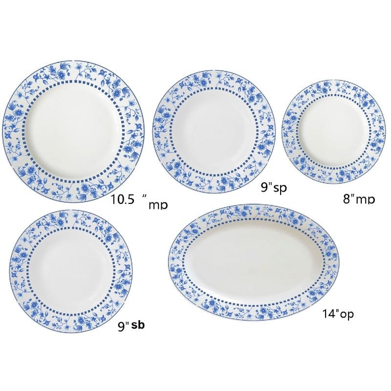 Σερβίτσιο φαγητού Σετ/20 μπλε λουλούδια DD022 6*10,5''DP/6*9''SP/6*8''MP/1*9''SB/1*14''OP