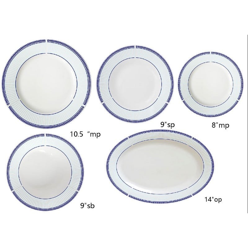 Σερβίτσιο φαγητού Σετ/20 μπλε περίγραμμα TC-3410 6*10,5''DP/6*9''SP/6*8''MP/1*9''SB/1*14''OP