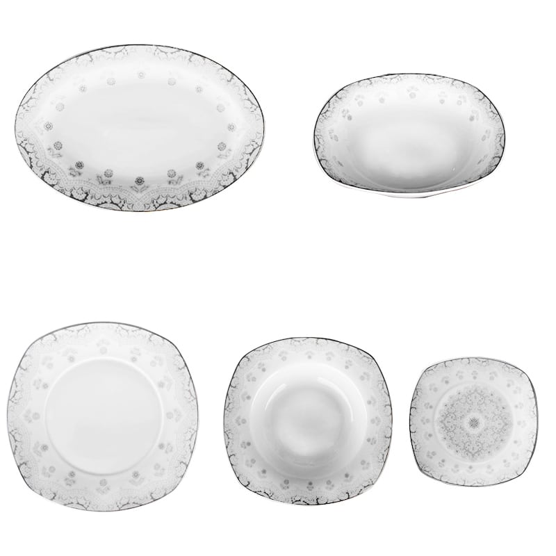 Σερβίτσιο φαγητού Σετ/20 τετράγωνο γκρι σχέδια TC-12149S 6*10,5''DP/6*9''SP/6*7,5''MP/1*9''SB/1*14''OP