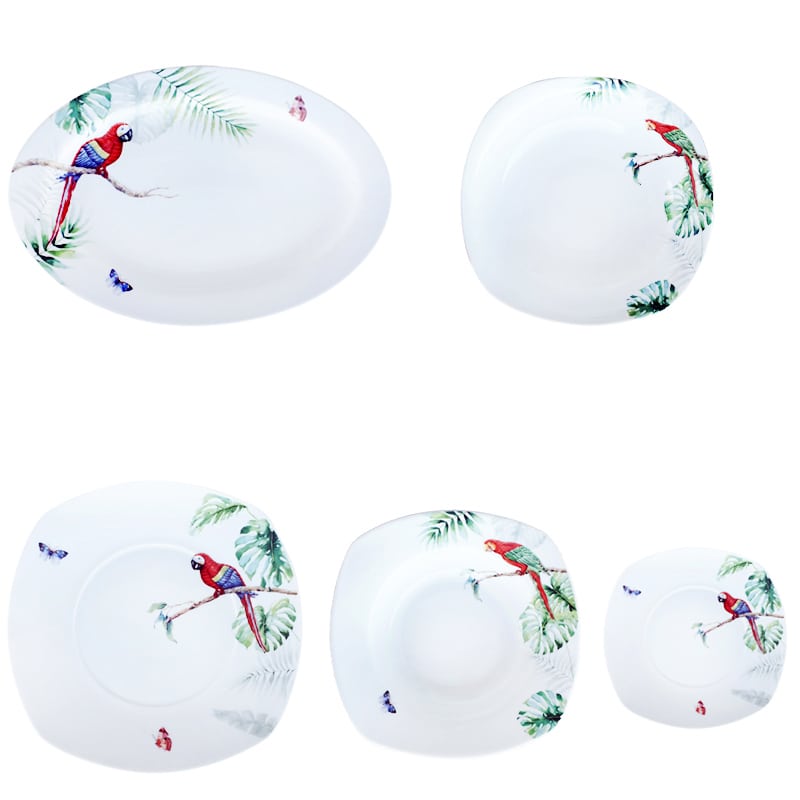 Σερβίτσιο φαγητού Σετ/20 τετράγωνο σχέδιο παπαγάλοι TC-4573