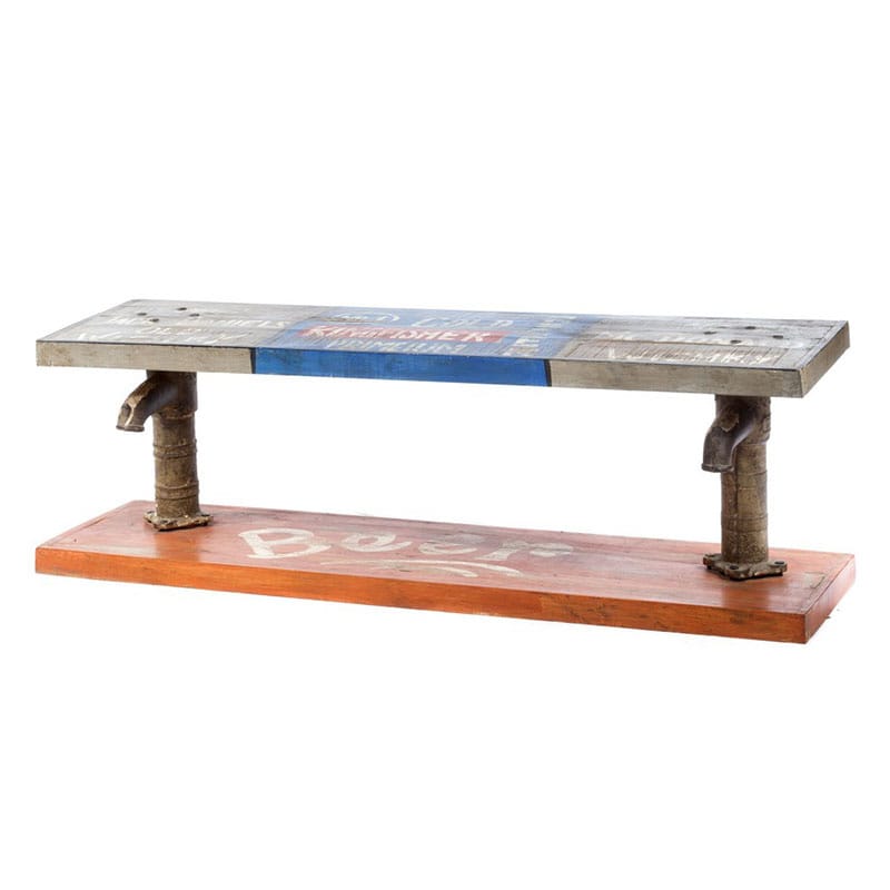 Παγκάκι με τύπωμα από ξύλο και μεταλλική βάση