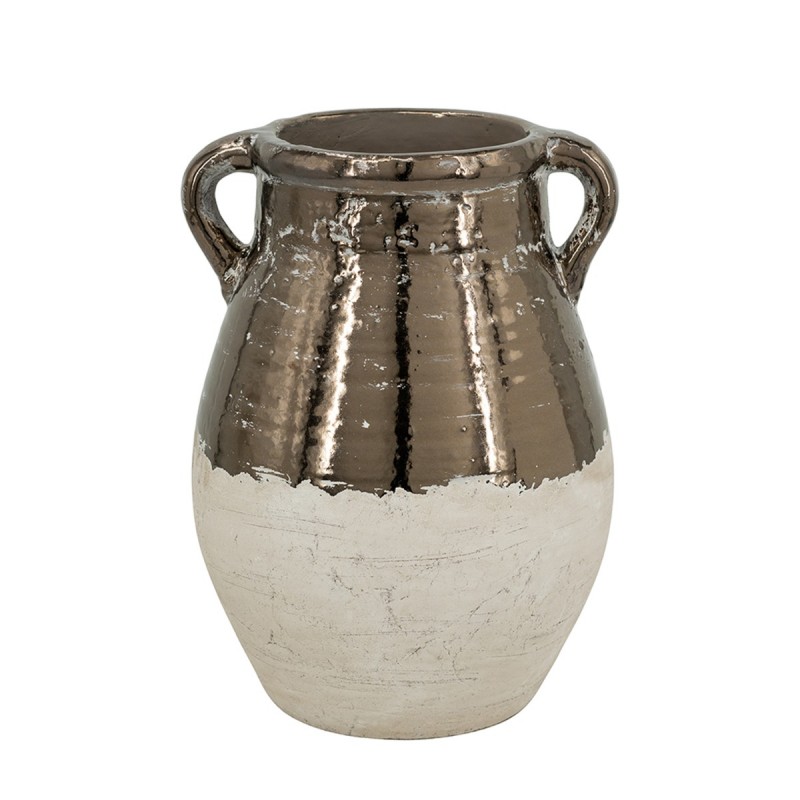 Artekko Candia Βάζο από Τερακότα σε Μπρονζέ με Μπεζ (24.5x24.5x33)cm