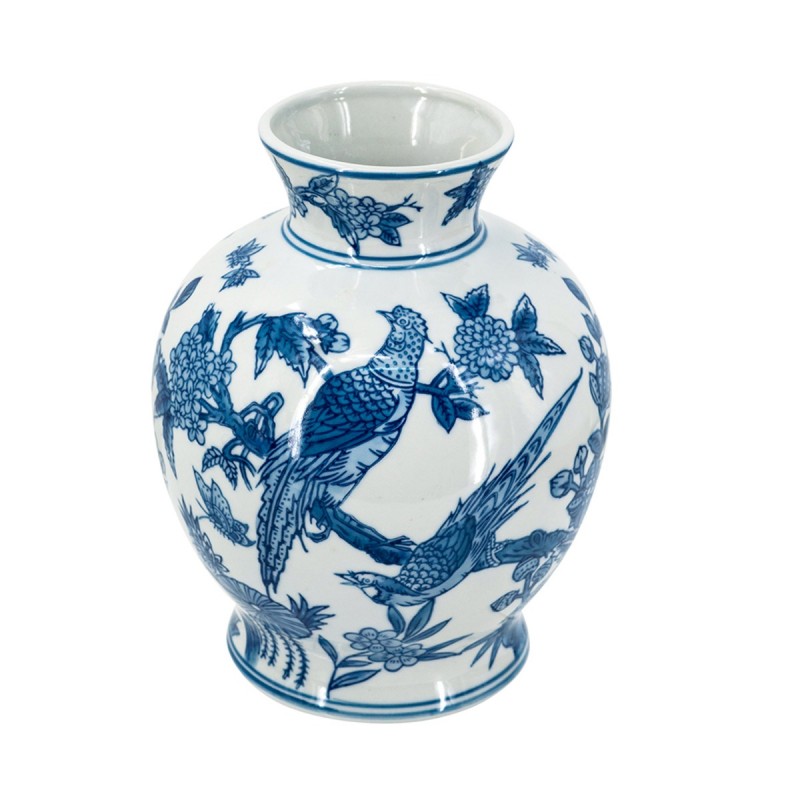 Artekko Melania Διακοσμητικό Βάζο Πορσελάνης σε Άσπρο με Μπλε (16.5x16.5x22)cm