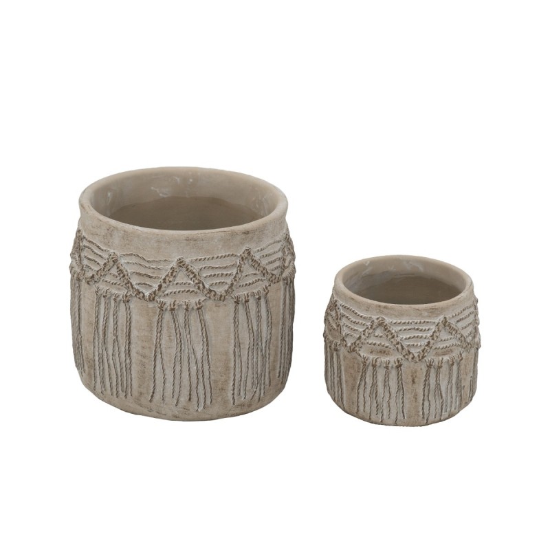 Artekko Cement Μπεζ Τσιμεντένια Κασπώ (19.5x19.5x17)cm 2pcs
