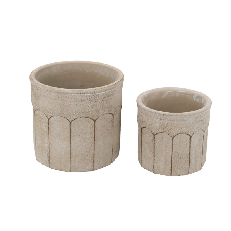 Artekko Cement Μπεζ Τσιμεντένια Κασπώ (19x19x18)cm 2pcs