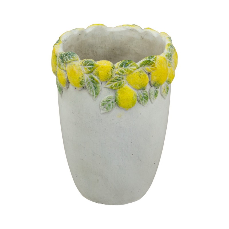Artekko Lemon Εκρού Τσιμεντένιο Βάζο με Λεμόνια (17x17x22.5)cm