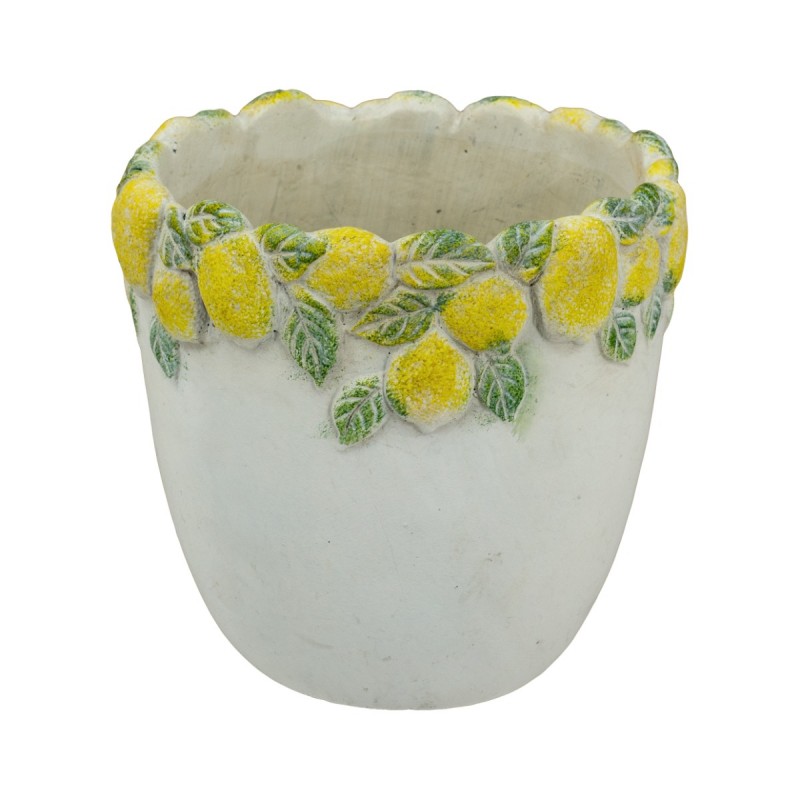 Artekko Lemon Εκρού Τσιμεντένιο Βάζο με Λεμόνια (19.5x19.5x19)cm