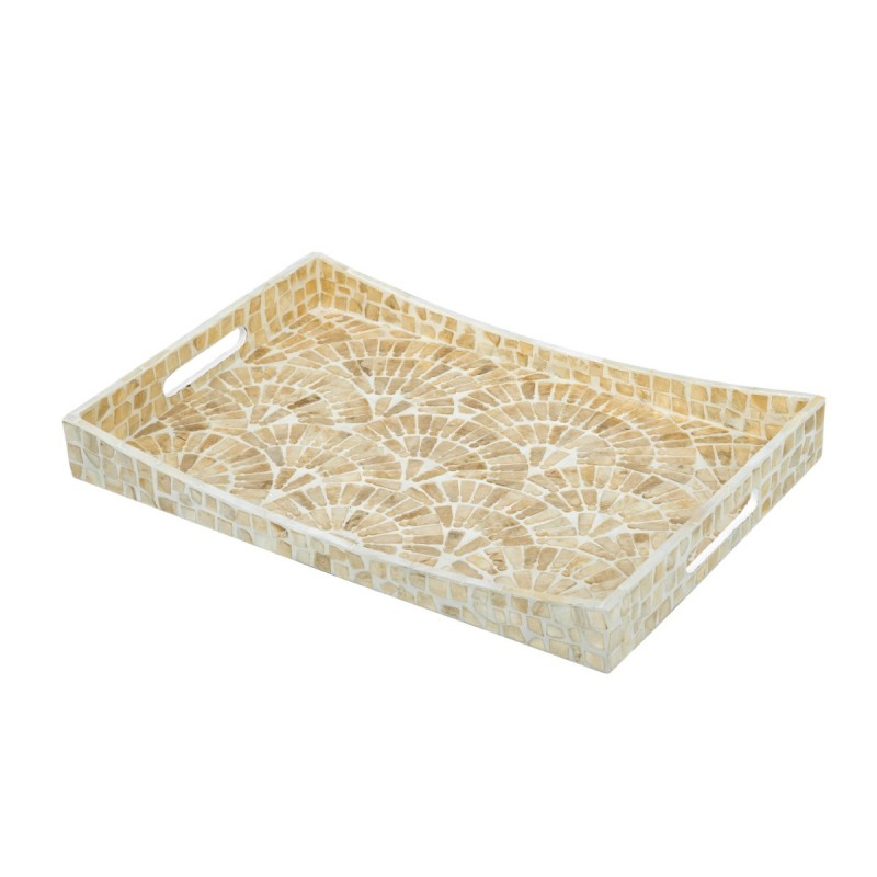 Artekko Ivory Εκρού Διακοσμητικός Δίσκος από MDF και Capiz (45x30x5)cm