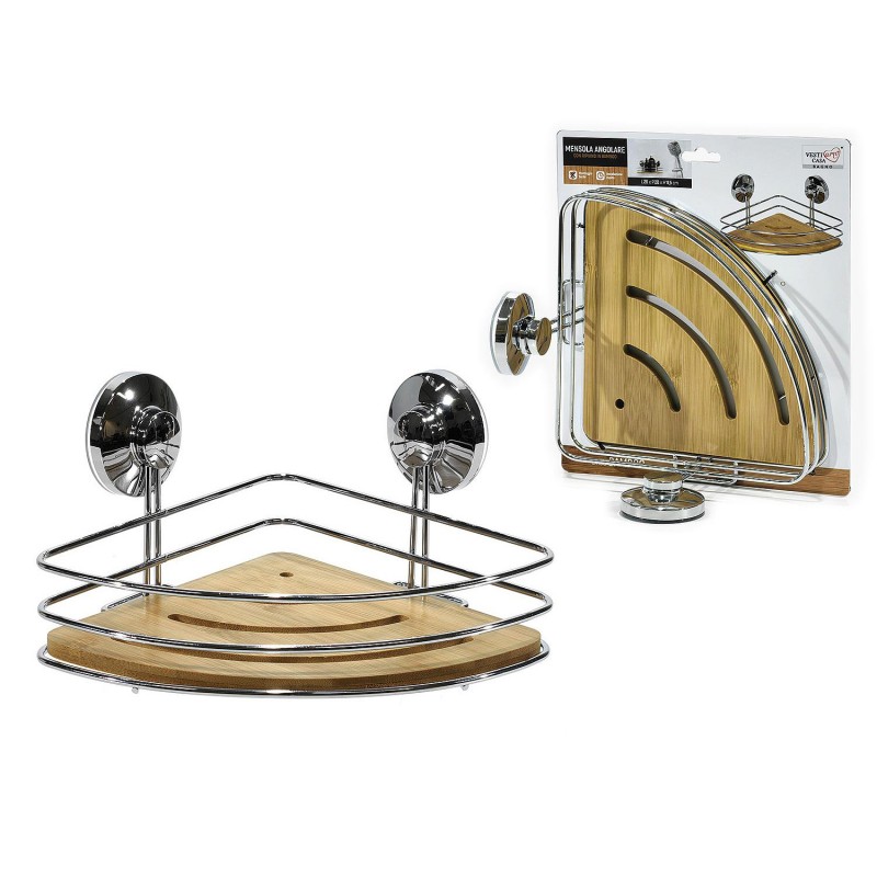 Ραφιέρα Μπάνιου Γωνιακή Με 3 Ράφια Φυσικό Ξύλο 27x27x84cm