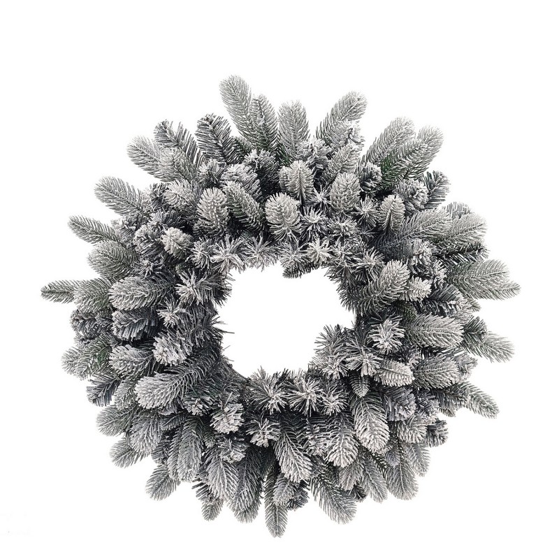 Χριστουγεννιάτικο Χιονισμένο Στεφάνι PE/PVC Με 135 Κλαδιά Φ60cm