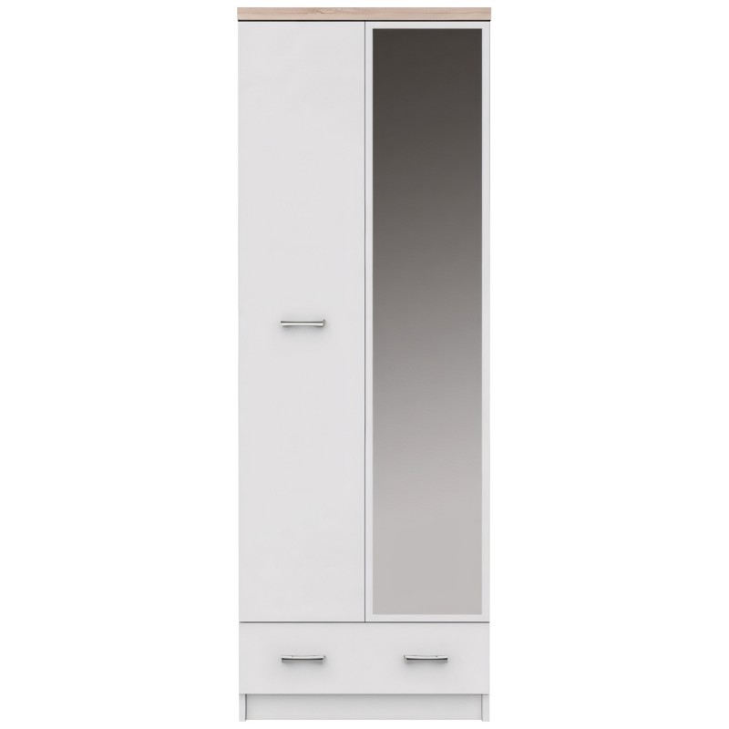 Ντουλάπα Δίφυλλη SOLVI Με Καθρέπτη Λευκό/Φυσικό Μοριοσανίδα 60x40x180cm Ντουλάπα Δίφυλλη SOLVI Με Καθρέπτη Λευκό/Φυσικό Μοριοσανίδα 60x40x180cm