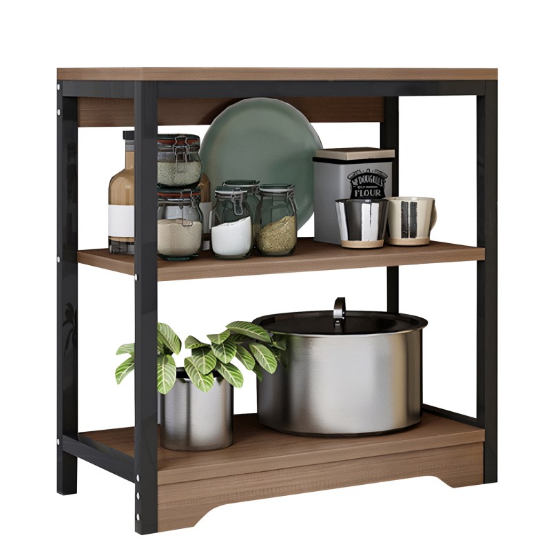 Ραφιέρα Κουζίνας OTTER Καφέ Σκούρο/Μαύρο MDF/Μέταλλο 60x30x66cm