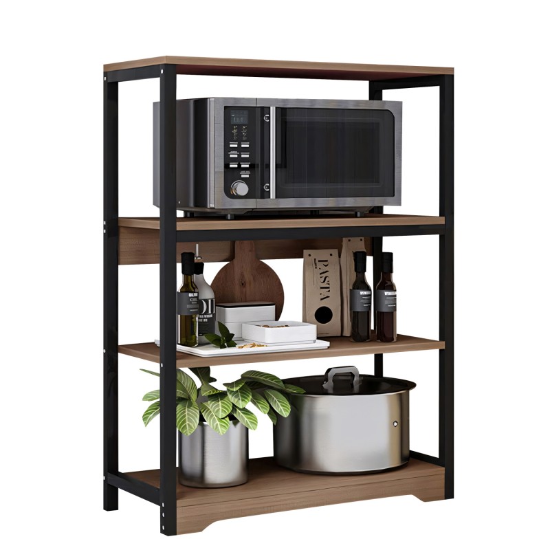 Ραφιέρα Κουζίνας WALRUS Καφέ Σκούρο/Μαύρο MDF/Μέταλλο 60x30x100cm