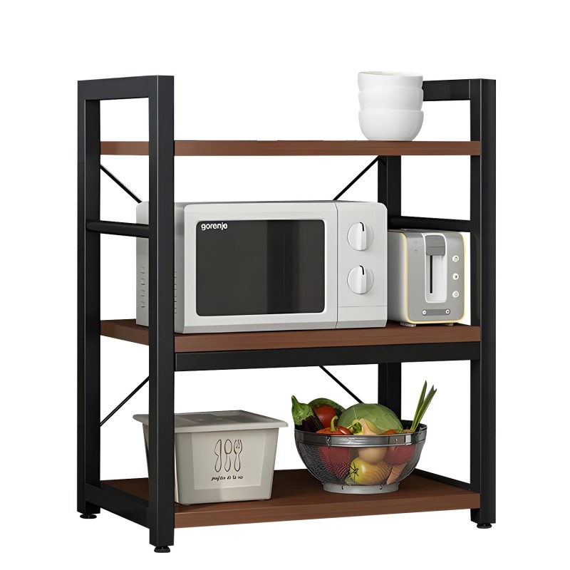 Ραφιέρα Κουζίνας FOX Καφέ Σκούρο/Μαύρο MDF/Μέταλλο 60x36x78cm