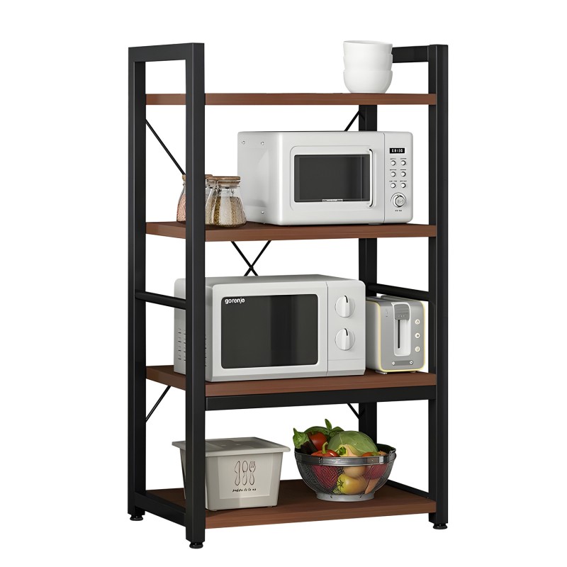 Ραφιέρα Κουζίνας WOLVERINE Καφέ Σκούρο/Μαύρο MDF/Μέταλλο 60x36x117cm