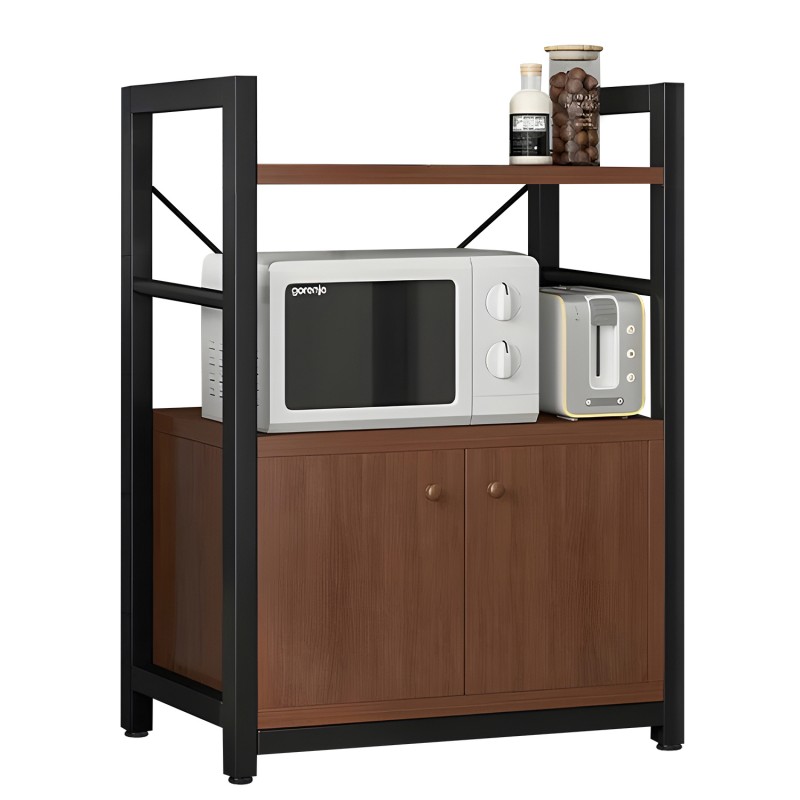 Ραφιέρα Κουζίνας STOAT Καφέ Σκούρο/Μαύρο MDF/Μέταλλο 60x36x82cm