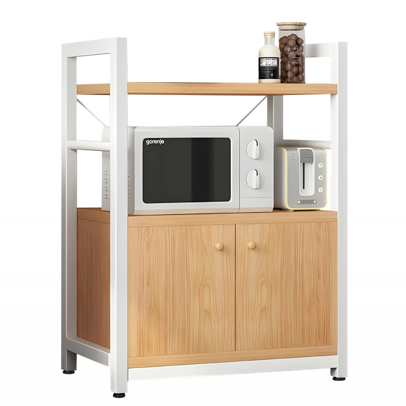 Ραφιέρα Κουζίνας STOAT Φυσικό/Λευκό MDF/Μέταλλο 60x36x82cm